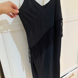 Black Fringe Sleeveless Dress